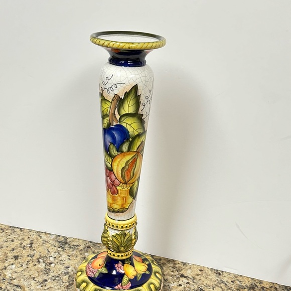 Vintage Hand painted Ceramic Candleholder with Fruits Motif - Picture 16 of 16